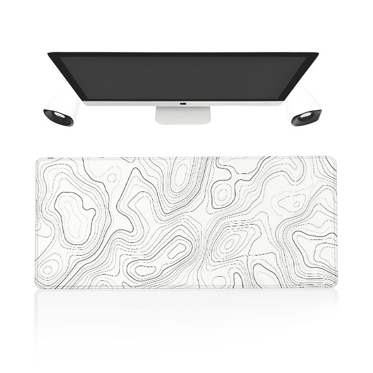 White Topography Premium Desk Mat | Gaming mat