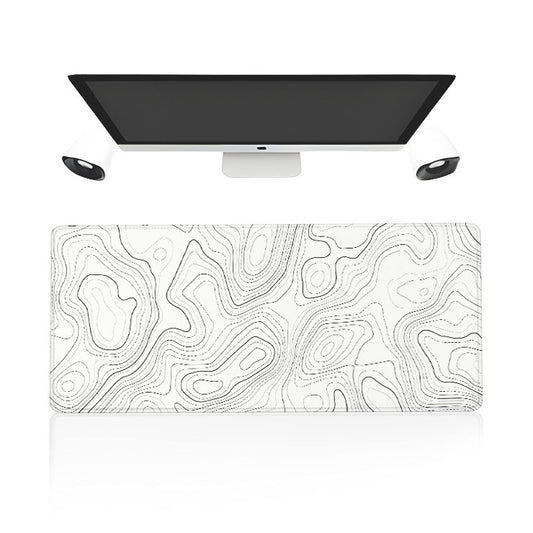 White Topography Premium Desk Mat | Gaming mat