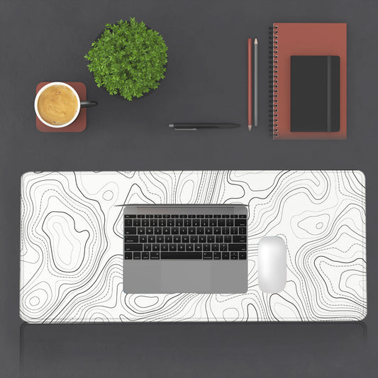 White Topography Premium Desk Mat | Gaming mat