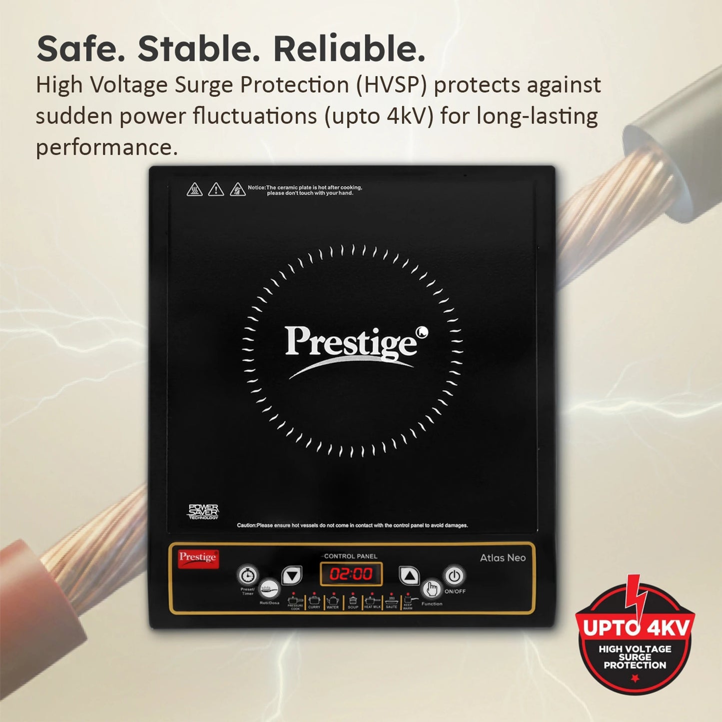 Prestige Atlas Neo Induction Cooktop with High Voltage Surge Protection (Up to 4kV)