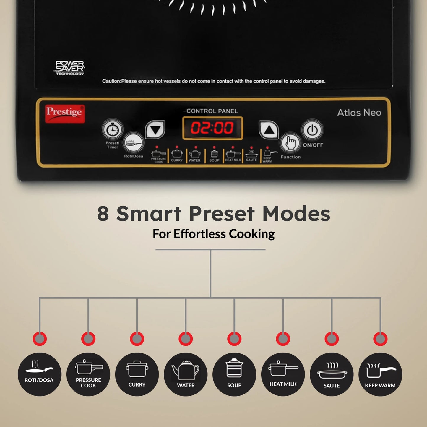Prestige Atlas Neo Induction Cooktop with High Voltage Surge Protection (Up to 4kV)