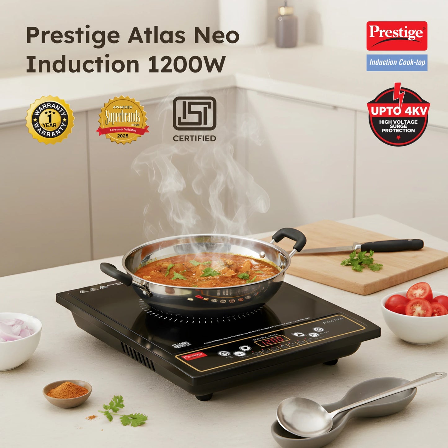 Prestige Atlas Neo Induction Cooktop with High Voltage Surge Protection (Up to 4kV)